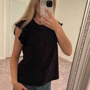 TCEC Black Ruffle Sleeve Blouse – Size Medium